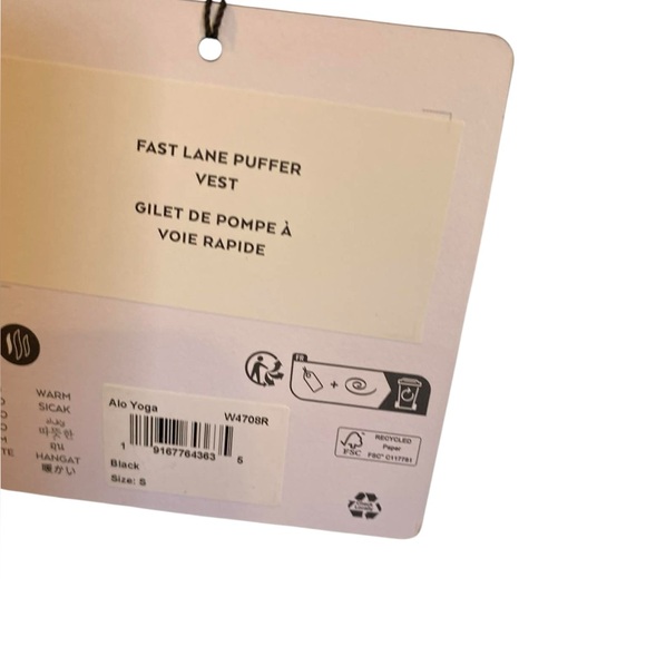 NWT Alo Yoga fast lane puffer vest BLACK Size S - Picture 4 of 4